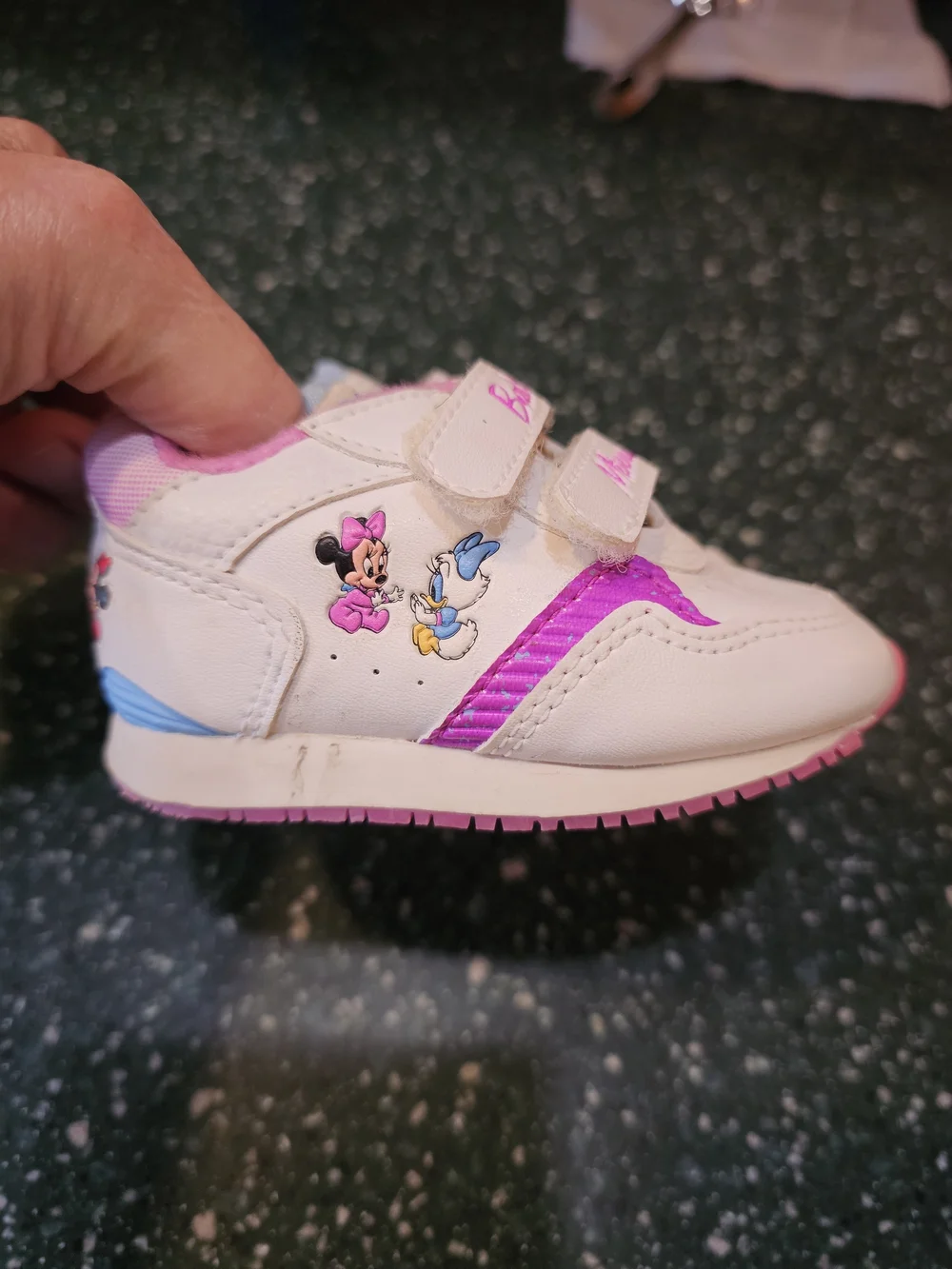 Disney Baby White and Pink Minnie Strap Sneakers